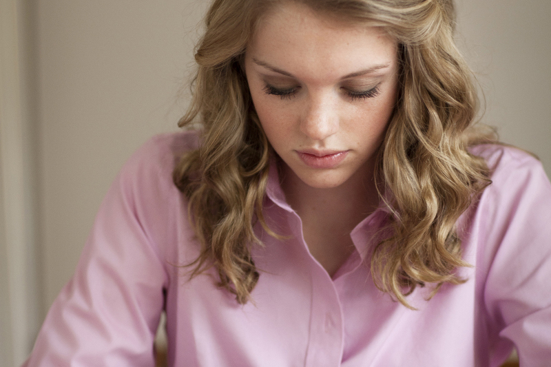 Girl doing personal scripture study